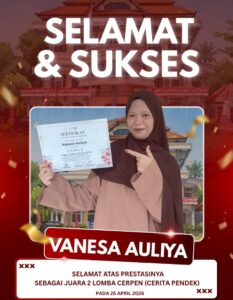 Mahasiswi Ilmu Hadis UIN Salatiga, Vanesa Auliya , Raih Juara 2 Lomba Cerpen Online Peringatan Hari Kartini 2026